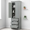 Tall Storage Cabinet with 3 Drawers and Adjustable Shelf, Freestanding MDF Cabinet with 2 Doors and Anti-Tip Device - 2 of 4