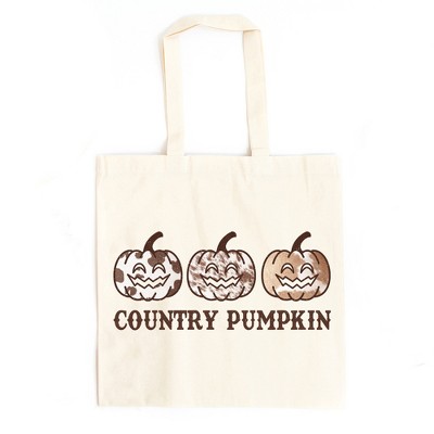 City Creek Prints Country Pumpkin Canvas Tote Bag - 15x16 - Natural