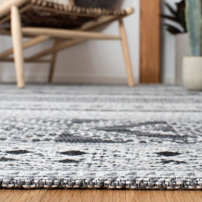 Black 8' x 10' Flat Woven Synthetic Area Rug