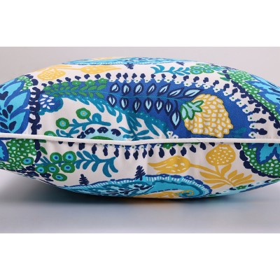 Amalia Paisley Blue 18.5" Square Outdoor Throw Pillows Set