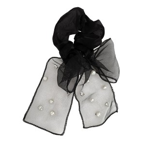 Unique Bargains Grace Flower Pearl Ribbon Bow Hair Elastic Band 1 Pc - 1 of 4