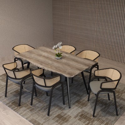 LeisureMod Ravenna Modern Rectangular Wood 63" Dining Table with Metal Legs - Sleek Design, Perfect for Dining Rooms