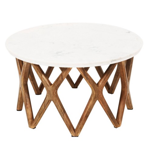 Treasure Trove Accents Barretts Creek Cocktail Table Axis Natural white Marble Target