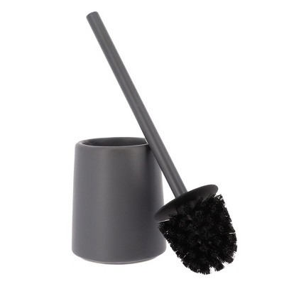 Evideco French Home Goods Elegant Stoneware Toilet Brush and Holder Set - Modern Bathroom Accessory - Durable and Compact Design