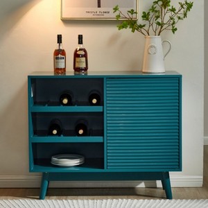 TIRAMISUBEST 36" Sideboard Buffet Cabinet with Wine Storage shelf - Teal Mobile File Cabinet - 1 of 4