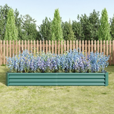 Raised Garden Bed Kit, 7.6x3.7x0.98ft Outdoor Planter Box For Vegetables, Flowers, Herbs, Fruits, Rust-proof Metal Raised Bed