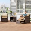 Gustowave 5-Piece Patio Lounge Chair Set With 2 Footstools And Table With Cushions For Balcony, Porch, Garden, And Poolside Lounging - 4 of 4