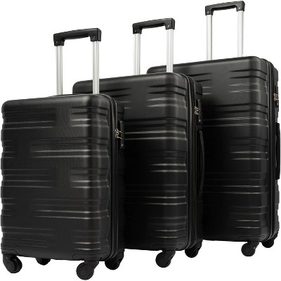 3 Pieces Suitcase Set, Portable Lightweight Hardshell Spinner Wheel Travel Luggage With TSA Lock, For Travel, Business (20''24''28'')