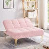 Convertible Sofa, Modern Teddy Fabric Futon Sleeper Sofa Bed with Adjustable Backrest & Pillow, Gold Metal Legs for Small Spaces Living Room - 3 of 4