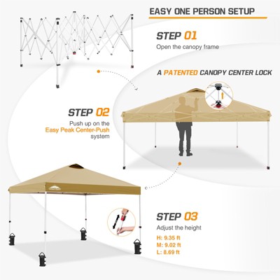 Beige 10x10 ft Pop Up Canopy Tent with Adjustable Height