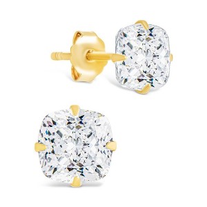 SHINE by Sterling Forever Sterling Silver Cushion Cut Prong Set Stud Earrings - 1 of 4