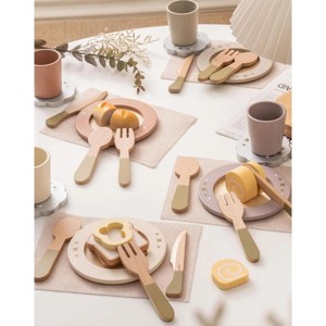 ROBOTIME Play Food And Toy Kitchens Wooden Play Food Set, Toddler Food Toys Set, Realistic Kitchen Dishes Accessories, Multicolored, 8.86"*9.45"*2.56" - 1 of 4