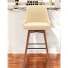 HomeRoots 30" Cream and Wood Brown Faux Leather with Solid Wood Swivel Bar Height Bar Chair - 2 of 4