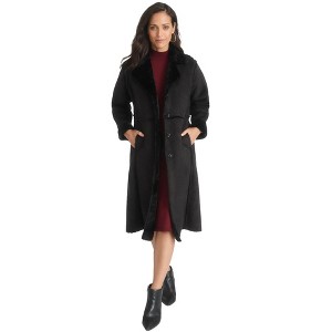 Jessica London Women's Plus Size Faux Shearling Midi Coat - 1 of 4
