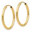 Black Bow Jewelry 2mm x 26mm 14k Yellow Gold Polished Round Endless Hoop Earrings - 2 of 4