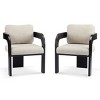 Boucle Modern Dining Chairs Set of 2 with Curved Arms,Rubberwood Frame Dining Chair with Cushions,Accent Dining Chair for Dining Room-Coolbibila - 3 of 4
