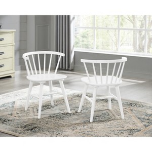Roundhill Furniture Alwynn Contemporary Wooden Spindle Back Dining Chairs, Windsor Chairs, White, Set of 2 - 1 of 4