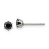 Chisel Stainless Steel Polished 4mm Black Round Cubic Zirconia Stud Earrings - 2 of 4