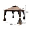 TiramisuBest 11'x11' Outdoor Pop-Up Gazebo,Removable Zipper Netting & 2-Tier Soft Top for Patio/Backyard/Garden/Camping (Coffee) - 4 of 4