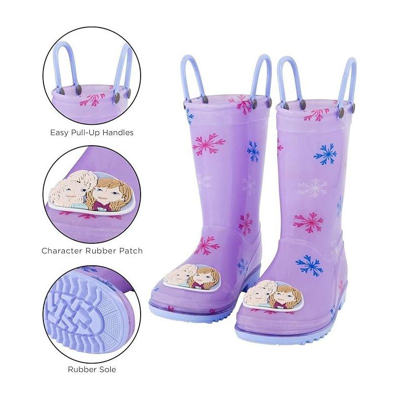 Frozen Anna & Elsa Girl's Rain Boots with Soft Removable Liner, Kids (1-8 Years), 5 of 8