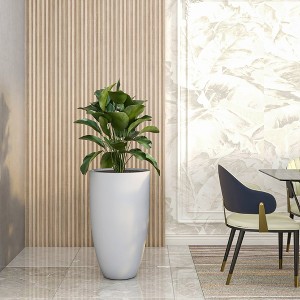 LeisureMod Crete Fiberstone Tapered Round Planter Pot with Drainage Holes for Indoor/Outdoor Use - 1 of 4