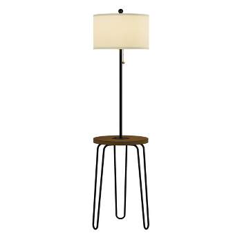 Hastings Home Floor Lamp with Table, Shelves, USB Port and Hairpin Legs