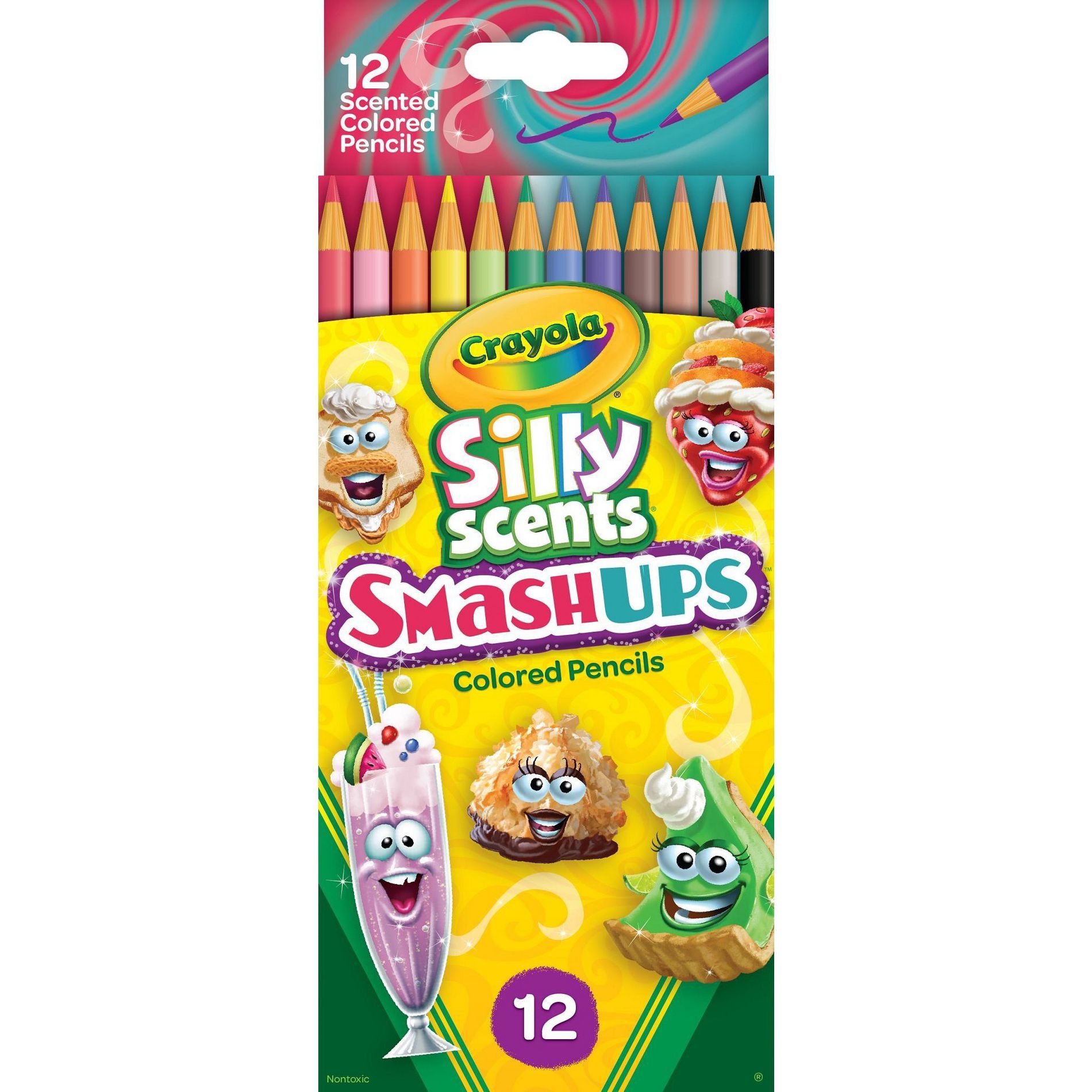 Crayola 12ct Silly Scent Smash Ups Colored Pencils: Scented Drawing & Coloring Book Supplies for Kids, No. 2 Lead