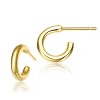 Guili Sterling Silver Gold Plated Small Open Hoop Earrings with Clear Cubic Zirconia, a Chic and Delicate Accent for Subtle Elegance - 3 of 3