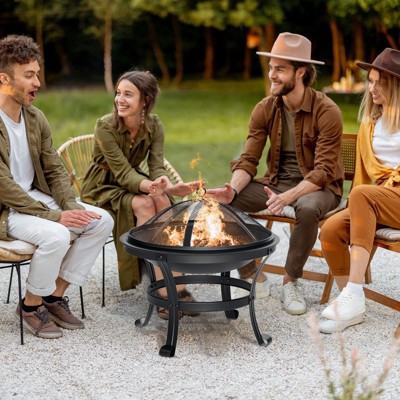 22-Inch Black Steel Free-Standing Outdoor Fire Pit