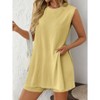 Women's 2 Pieces Set Summer Outfits Sleeveless Crew Neck Side Slit Top Loungewear and Elastic Waist Shorts Lounge Pajama - 4 of 4