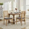 French Dining Chair Set of 2 with Linen Upholstered Seat,Square Rattan Back and Carved Solid Wood Leg for Living Room Kitchen-Baofuwish - 2 of 4
