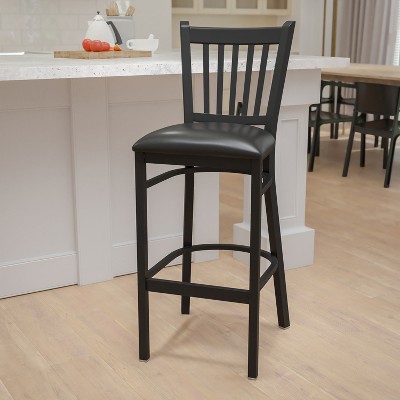 Hercules Series Chic Black Metal Barstool with Vinyl Seat