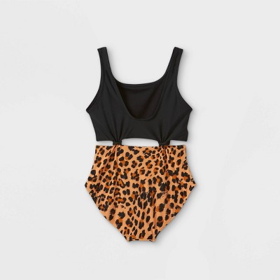 black and white cheetah print bathing suit