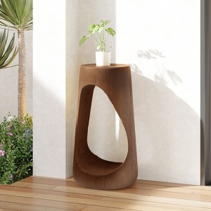 CAVINAS Hollow Side Table, Modern Coffee Table with Imitation Wood Texture, 16.75" H End Table for Indoor and Outdoor - 1 of 4