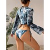 Womens 3 Piece Swimsuits Sets Thong Bikini Suits Spaghetti Strap Halter Bikini 3 Piece Bikini Sets with Tie Front Cover Up Tops - 2 of 4