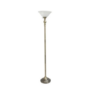 1-Light Torchiere Floor Lamp with Marbleized Glass Shade - Elegant Designs - 1 of 4