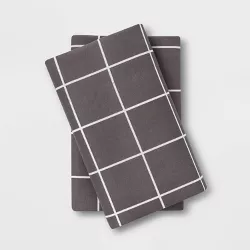 Standard Microfiber Printed Pattern Pillowcase Set Grid - Room Essentials™