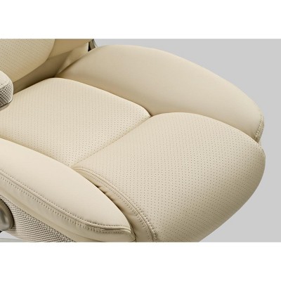 Off-White Faux Leather Executive Swivel Office Chair with Adjustable Arms