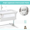 Safstar Baby Bedside Crib, Portable Foldable Bedside Bassinet w/Toy Arch, Music, Thick Mattress, Adjustable Height, Light Gray - 4 of 4