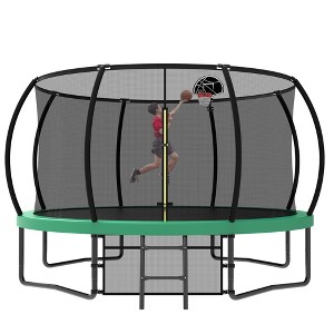 Whisen Outdoor Pumpkin Trampoline with Safety Enclosure Net, Foam Padded Poles, W-Shaped Legs, Balance Bars - 1 of 4