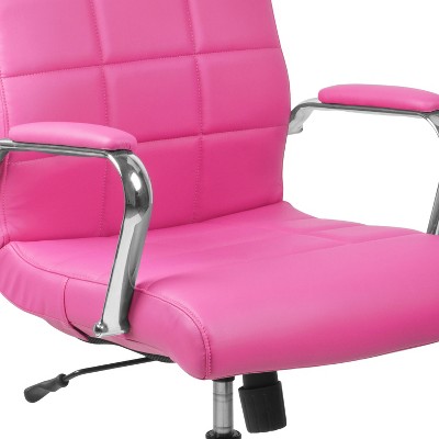 Vivian Mid-Back Pink Vinyl Swivel Executive Chair with Chrome Base