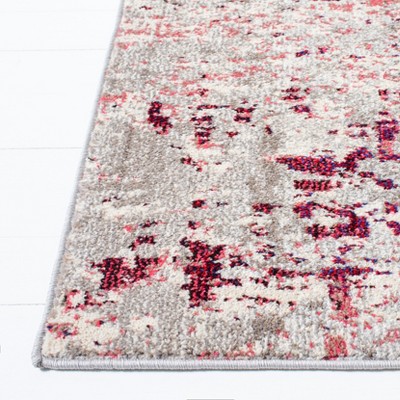Beige and Wine Synthetic Flat Woven Runner Rug - 2' x 8'