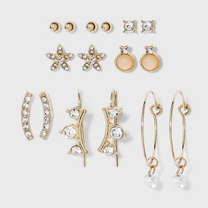 Charm Hoop, Stud and Ear Climber Earring Set 8pc - A New Day™ - 1 of 2