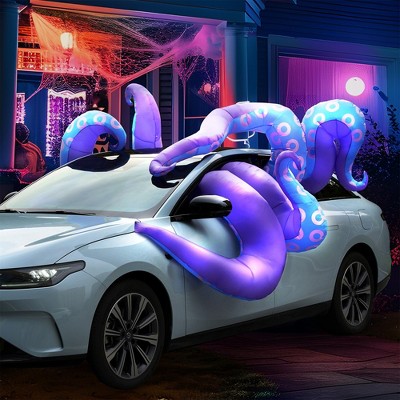 SYNCFUN Halloween Inflatable Trunk or Treat Car Decorations, 8 Octopus Tentacles Trunk Or Treat Inflatable with LEDs for Outdoor Halloween Decorations