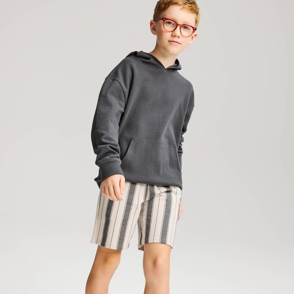 Boys' Pull-On 'At the Knee' Knit Shorts - Cat & Jack™ Ivory Stripe S