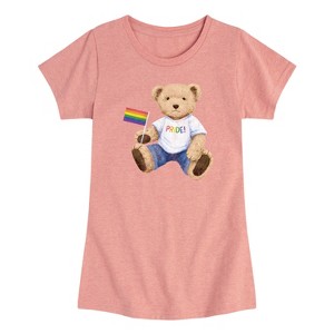 Girls' - Instant Message - Pride Teddy Bear -Toddler Girls Short Sleeve T-shirt Short Sleeve Graphic T-Shirt - 1 of 3