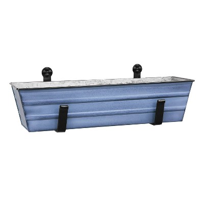 Small Galvanized Metal Rectangular Planter Box with Brackets - Blue - ACHLA Designs