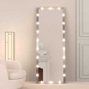 QingMoon Full Length Mirror, Floor-Standing Dressing Mirror with Wood Grain Aluminum Frame for Bedroom, Wall Mount or Standing - 1 of 4