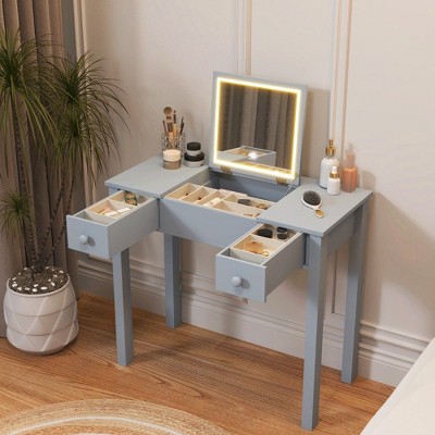 NicBex 32.5" Makeup Vanity Desk with Flip-top Mirror,Wood Makeup Table with 2 Drawers & 3 Removable Organizer Boxes for Bedroom