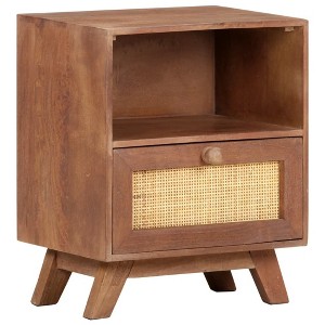 vidaXL Bedside Cabinet 15.7"x11.8"x19.7" Solid Mango Wood - 1 of 4